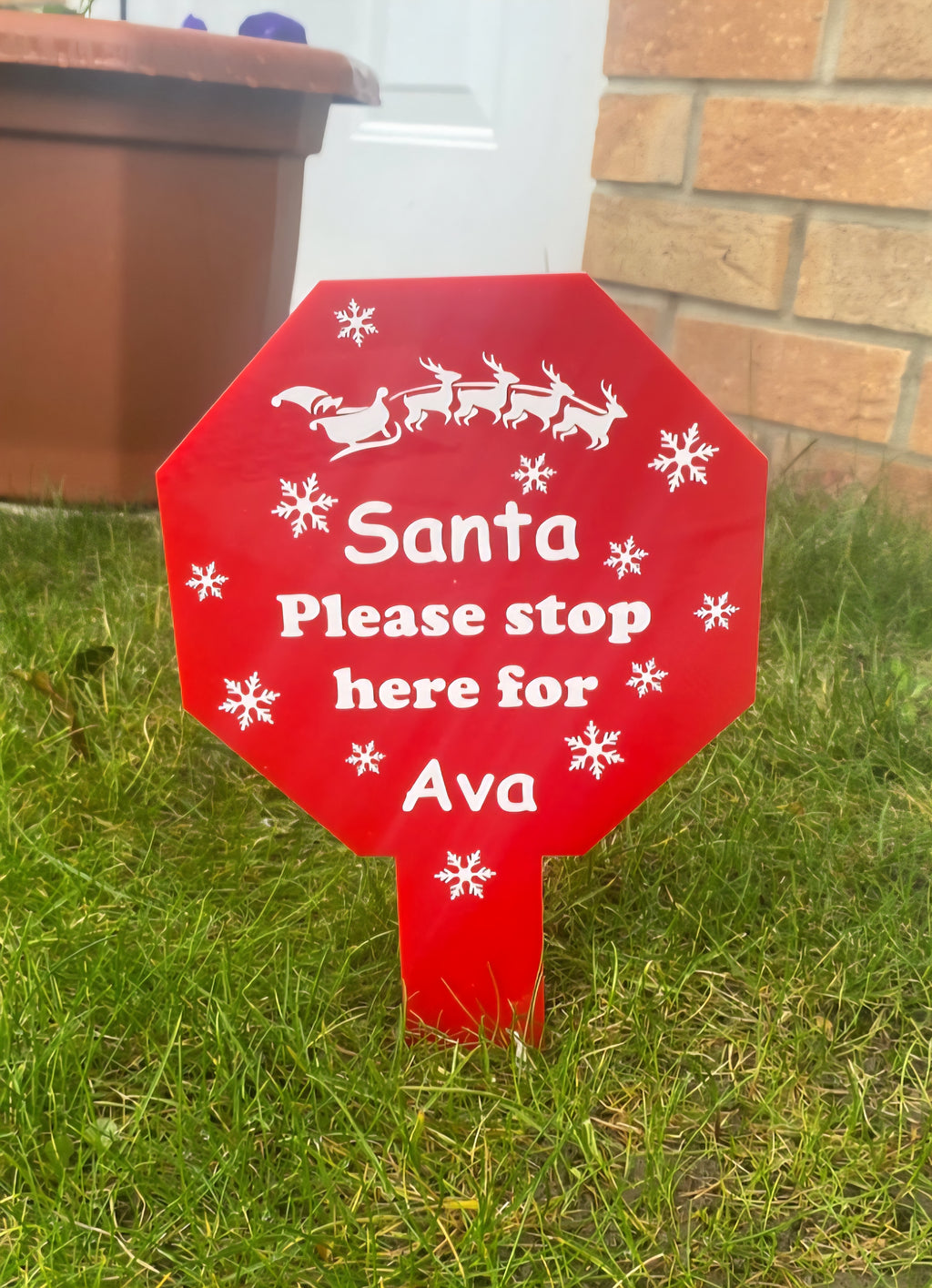 Personalised Santa stop here sign